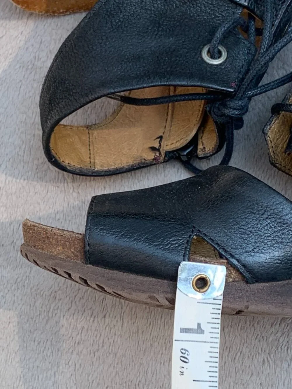 Miz Mooz Sierra Leather Demi Wedge Sandals Sz39